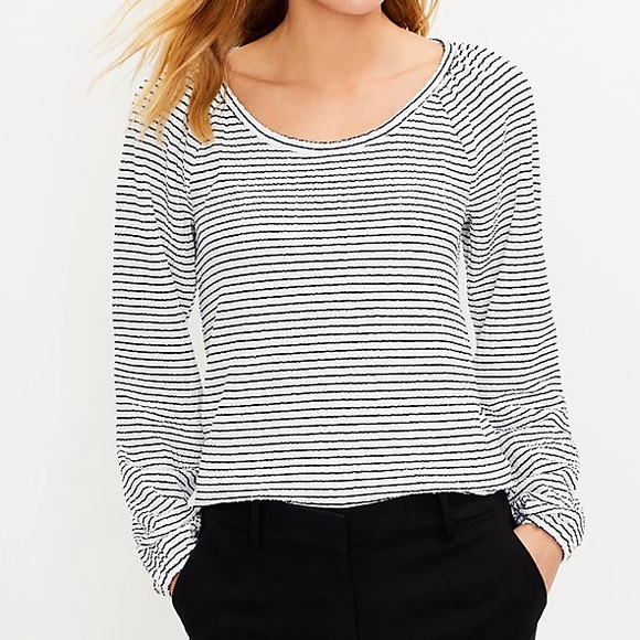 LOFT - striped drape sleeve shirt - size M - Picture 8 of 8